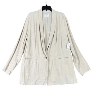 Old‎ Navy Linen Blazer Women 2X Plus Lightweight Flax Neutral Casual Tailored